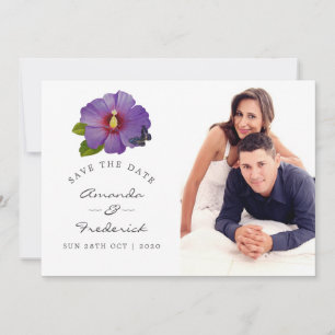 Save The Date Mariage aux fleurs d'Hibiscus ultra violet Enregis