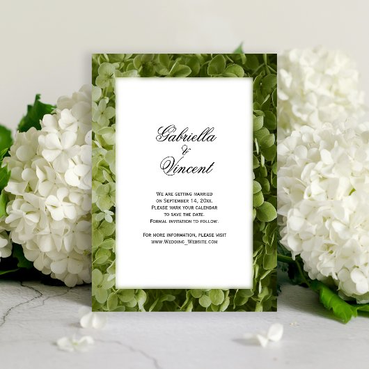 Save The Date Mariage aux fleurs d'Hydrangea vert Enregistrer la
