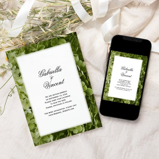 Save The Date Mariage aux fleurs d'Hydrangea vert Enregistrer la