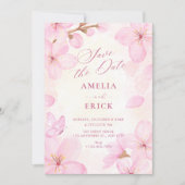 Save The Date Mariage aux fleurs roses (Devant)