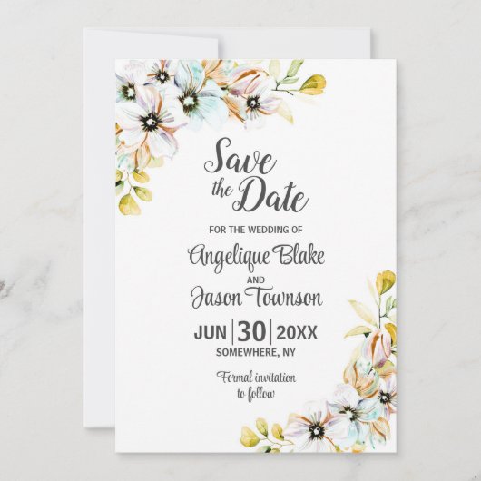 Save The Date Mariage aux Fleurs Sauvages (Devant)