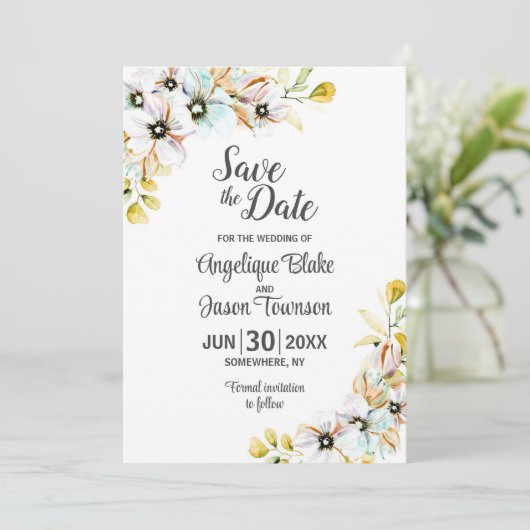 Save The Date Mariage aux Fleurs Sauvages (Debout devant)