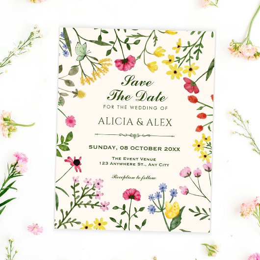 Save The Date Mariage aux fleurs sauvages