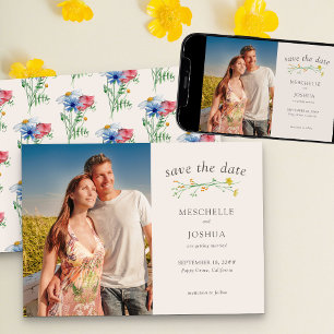 Save The Date Mariage aux fleurs sauvages Bohème Floral country 