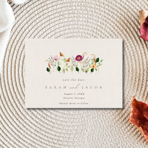 Save The Date Mariage aux fleurs sauvages fantaisistes