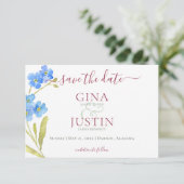 Save The Date Mariage aux Œillets & Myosotis (Debout devant)