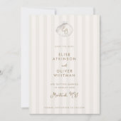 Save The Date Mariage aux rayures côtières avec monogramme de co (Devant)