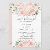 Save The Date Mariage aux Roses Florales Douces et Élégantes (Devant / Derrière)