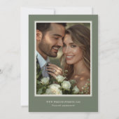 Save The Date Mariage aux Roses Vert Sauge (Dos)