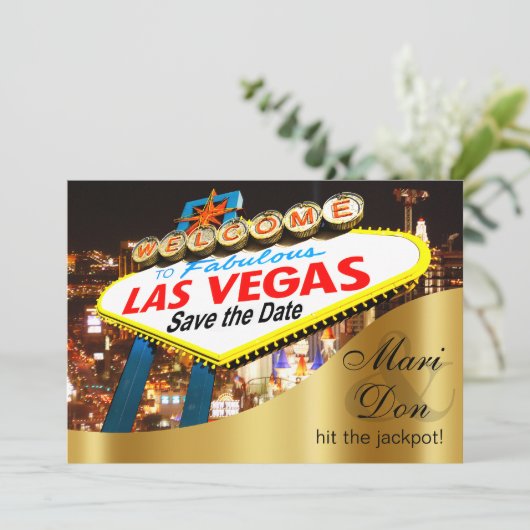 Save The Date Mariage aux signes Las Vegas Enregistrer la date (Debout devant)