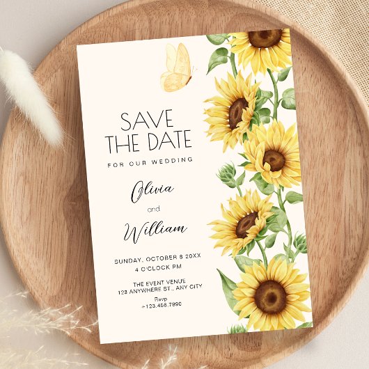Save The Date Mariage aux tournesols