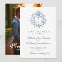 Mariage avec blason de monogramme Régence vintage