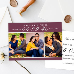 Save The Date Mariage avec collage photo triple en Bourgogne