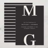 Save The Date Mariage avec typographie graphique en gras à initi (Devant / Derrière)