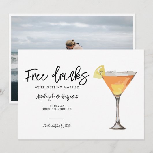 Save The Date Mariage avec un Script de Photo Élégant (Devant / Derrière)