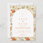 Save The Date Mariage avec une Arche Florale d'Automne (Devant)