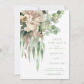 Save The Date Mariage avec verdure d'eucalyptus (Devant)