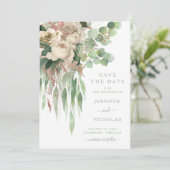 Save The Date Mariage avec verdure d'eucalyptus (Debout devant)