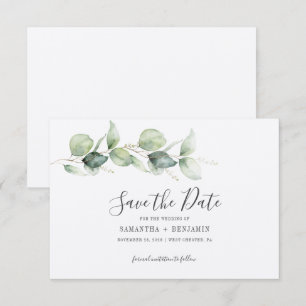 Save The Date Mariage avec verdure d'eucalyptus