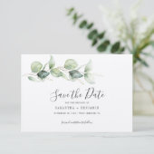 Save The Date Mariage avec verdure d'eucalyptus (Debout devant)