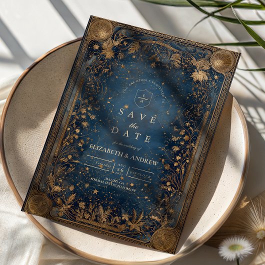 Save The Date Mariage baroque céleste de minuit