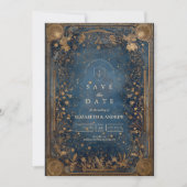 Save The Date Mariage baroque céleste de minuit (Devant)