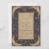 Save The Date Mariage baroque céleste de minuit (Devant)
