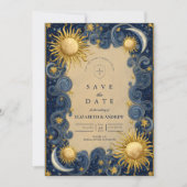 Save The Date Mariage Baroque Céleste Doré (Devant)