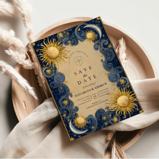 Save The Date Mariage Baroque Céleste Doré