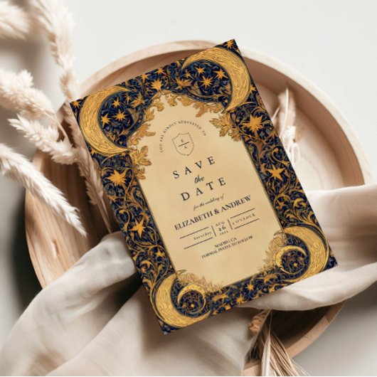 Save The Date Mariage baroque doré au clair de lune