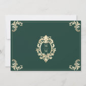 Save The Date Mariage Baroque Or Vert Émeraude (Dos)
