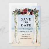 Save The Date Mariage Beach Canopy Aquarelle Floral (Devant / Derrière)