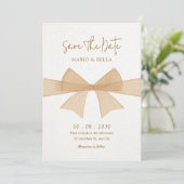 Save The Date Mariage beige brun doux (Debout devant)