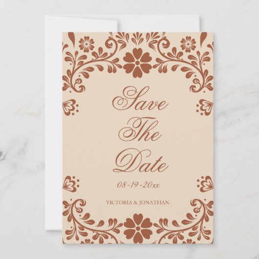 Save The Date Mariage beige en terre cuite mexicaine (Devant)