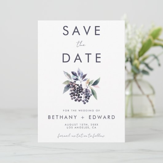 Save The Date Mariage Berry minimal (Debout devant)