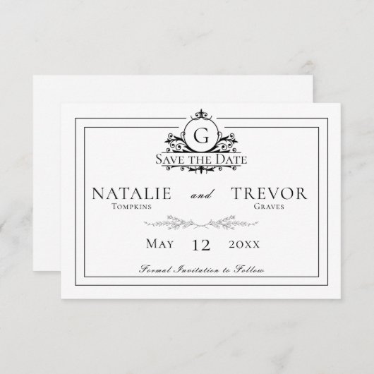 Save The Date Mariage blanc classique (Devant / Derrière)