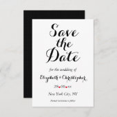 Save The Date Mariage blanc de script simple et élégant Fiançail (Devant / Derrière)