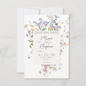 Save The Date Mariage blanc Fleur sauvage Boho Delicate (Devant)