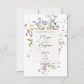 Save The Date Mariage blanc Fleur sauvage Boho Delicate (Devant)