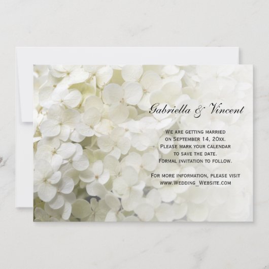Save The Date Mariage blanc Hydrangea Enregistrer la date Faire- (Devant)