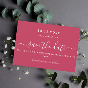 Save The Date Mariage blanc magenta