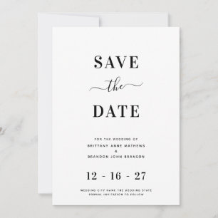 Save The Date Mariage blanc minimaliste moderne