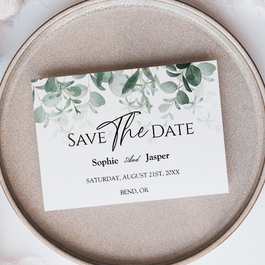Save The Date Mariage Blanc Moderne de la Végétation Épargnez la