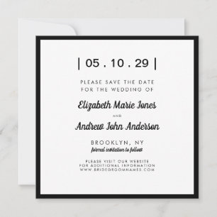 Save The Date Mariage blanc noir simple et moderne minimaliste