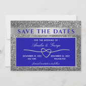 Save The Date Mariage Bleu Argent Enregistrer La Date (Devant)