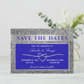 Save The Date Mariage Bleu Argent Enregistrer La Date (Debout devant)