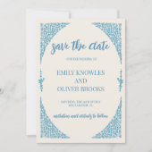 Save The Date Mariage bleu Azulejo (Devant)