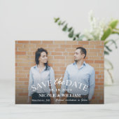 Save The Date Mariage Bleu Clair Élégant Enregistrer La Date Pho (Debout devant)