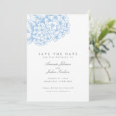 Save The Date Mariage bleu clair Hydrangea Enregistrer la date (Debout devant)