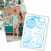 Save The Date Mariage bleu Doodle à main lunaire